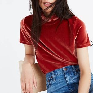 Madewell Sz M Velvet Mockneck Top EUC